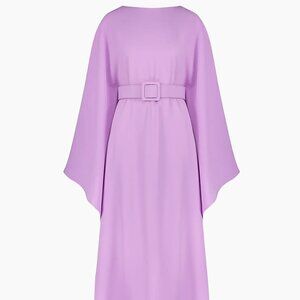 Mac Duggal CREPE Belted Shawl Gown size XL purple like NEW